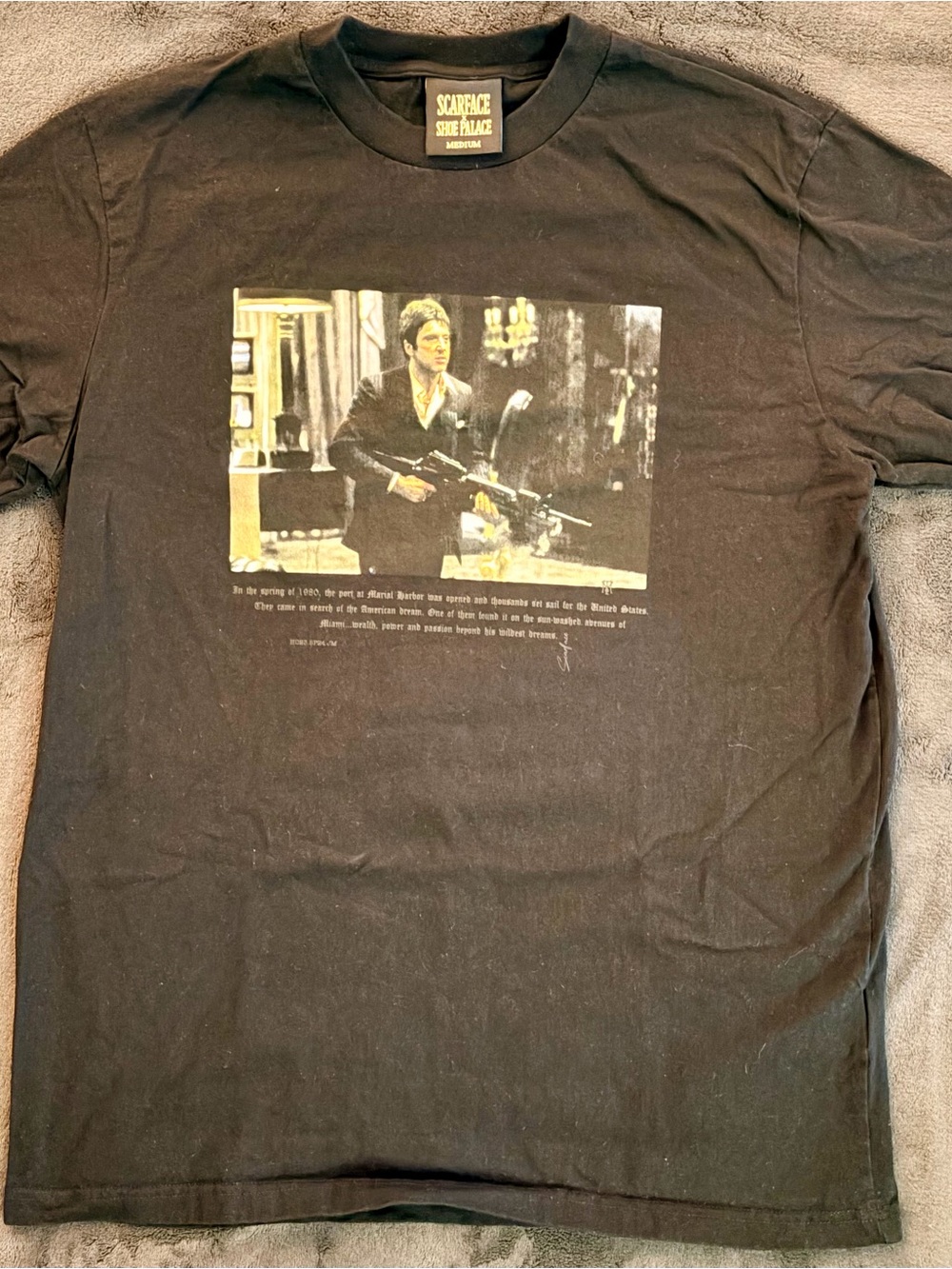 Scarface The World Is Yours x Shoe Palace Collab Mens Black Gold T-Shirt Medium